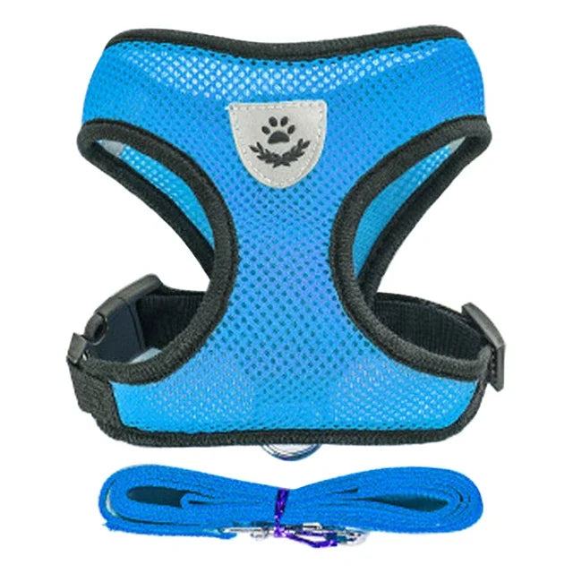Adjustable Mesh Pet Harness & Leash Set – Comfortable Walking Vest for Cats & Small Dogs