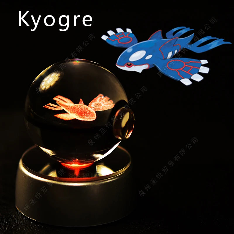 Pokémon 3D Crystal Ball Night Light – Pikachu, Gengar & Mewtwo Pokéball Glass Lamp for Kids Birthday Gifts
