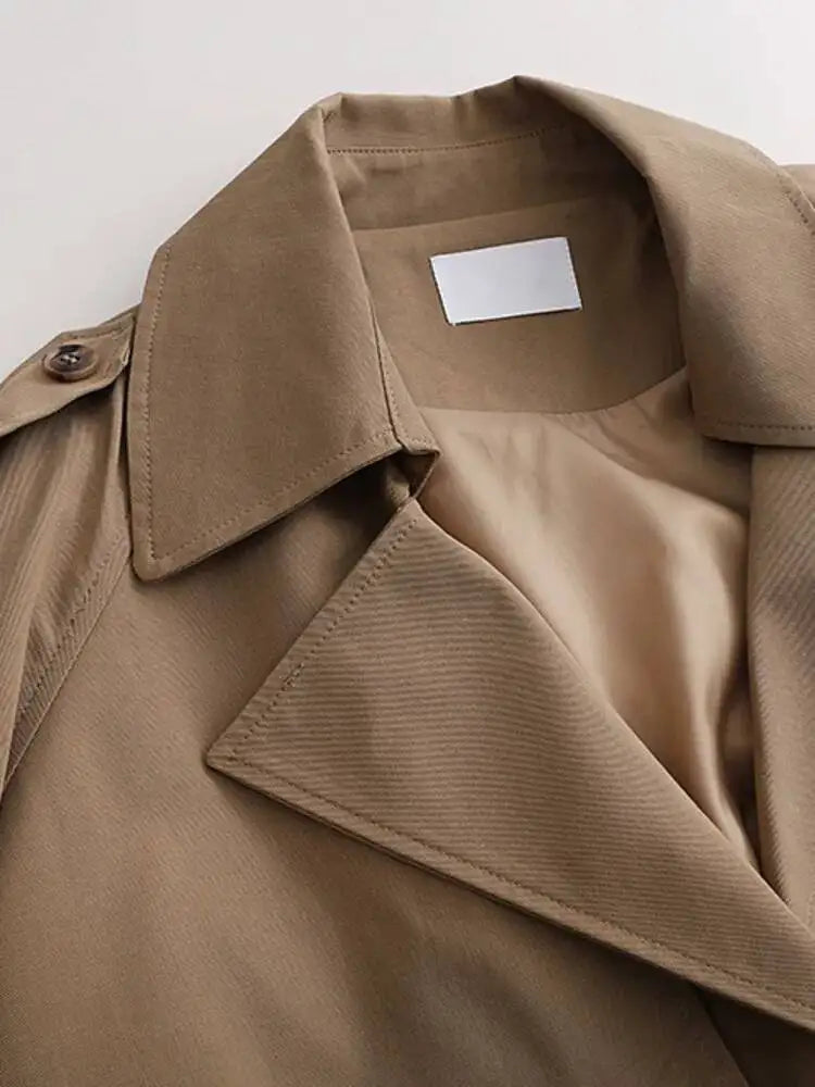 ZMEENNA Women's Cropped Trench Coat 2025 Short Jacket with Lapel Collar & Belted Cuffs for Spring