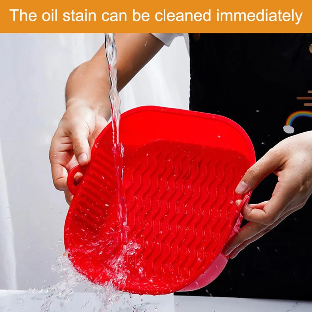 وعاء سيليكون قابل لإعادة الاستخدام للقلي الهوائي - صينية شواء مربعة وقالب خبز للفرن والشواء والطهي في المطبخ