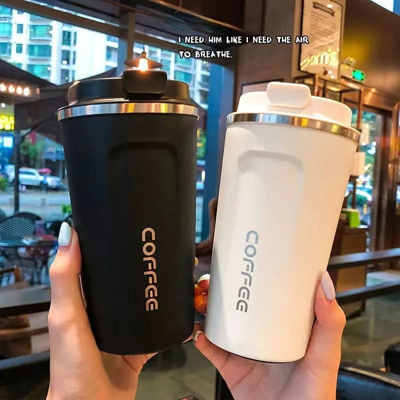 380/510ml Stainless Steel Travel Coffee Mug – Leak-Proof Thermos Bottle for Tea & Coffee – Thermal Insulated Office Cup – Business Style Reusable Tumbler