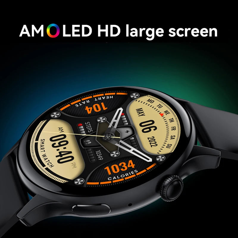 2024 True AMOLED Smart Watch – HD 466×466 Display, Always-On, Health Tracker, Voice Calling