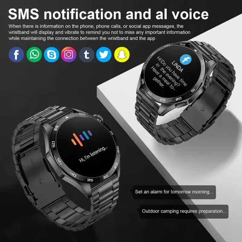 2025 New Men GPS Smart Watch – 360×360 AMOLED Screen, Bluetooth Call, NFC, Heart Rate, IP68 Waterproof