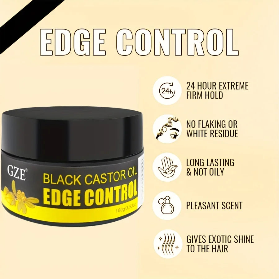 GZE African Black Castor Extra Hold Braid, Loc & Twist Gel – Edge Control with Coconut Oil for Frizz-Free Styling