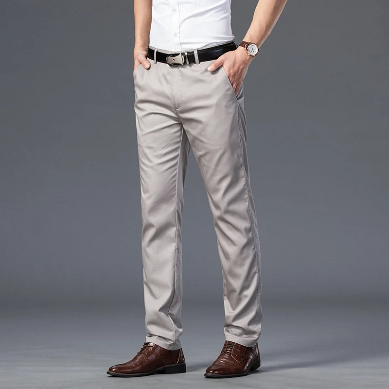 Men's Summer Thin Slim Suit Pants – Fashion Business Casual Cotton Trousers 30-40