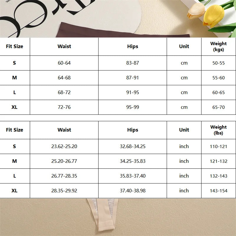 FINETOO 4PCS Women's Ice Silk Seamless Low Waist Thongs Sexy Solid Color Stretch Lingerie