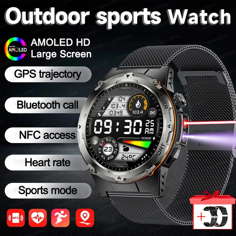 2025 New Outdoor GPS Smart Watch for Men – HD Call, NFC, 500mAh Battery, IP68 Waterproof Sports Watch for Xiaomi