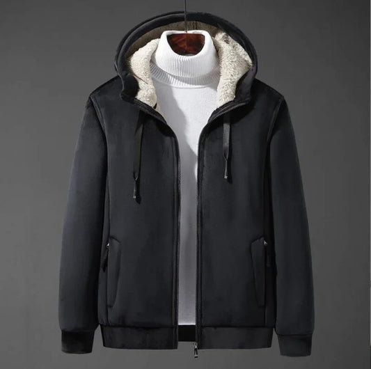 Men’s Lamb Wool Hooded Hoodie – Thick Cashmere Sweatshirt, Plus Size Winter Coat (Up to 8XL)