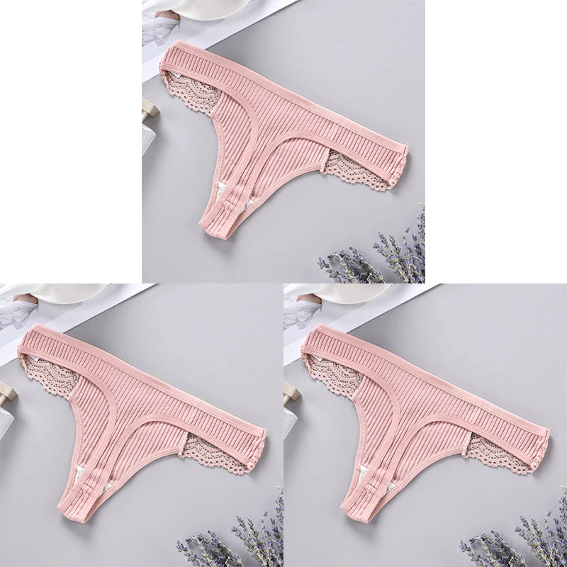 3PCS Women's Cotton Antibacterial Panties – Solid Color G-String, Quick Drying, Soft & Breathable Underwear