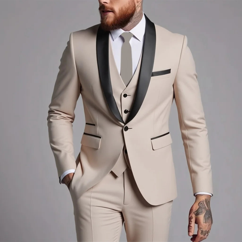 Men's 3-Piece Business Casual & Wedding Suit Set – Stylish and High-Quality