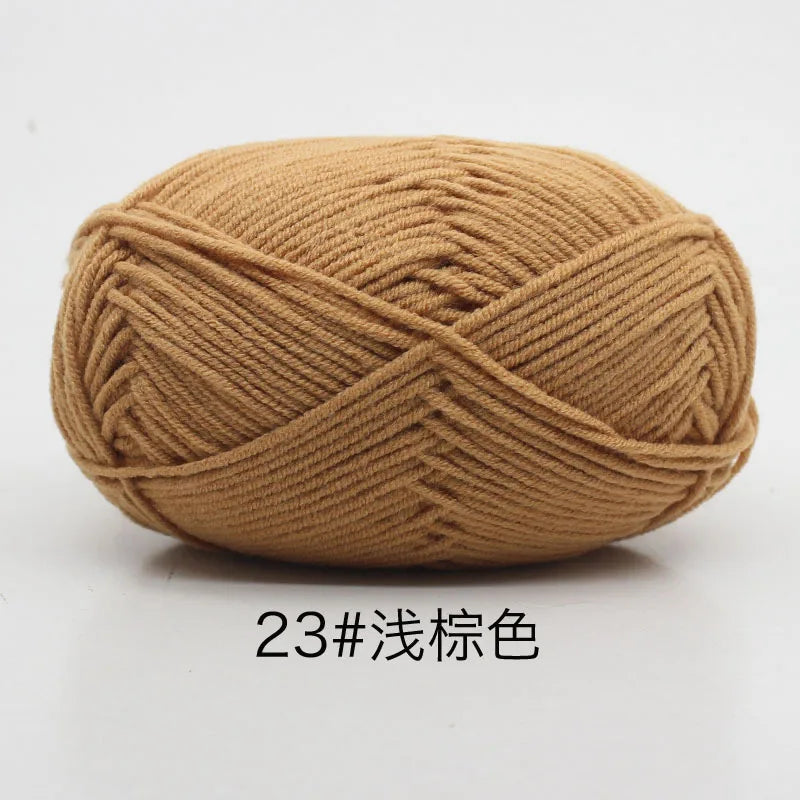 40–50g 4-Ply Milk Cotton Yarn (80%) – Dyed Knitting & Crochet Yarn for Sweaters, Hats, Dolls & Crafts