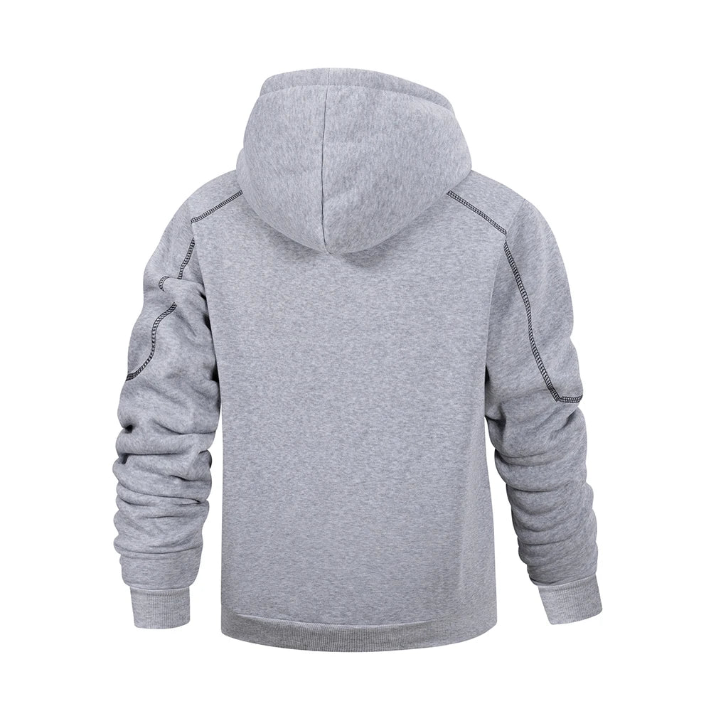 Men’s Solid Color Zipper Hoodie – Slim Fit Casual Sports Cardigan Sweatshirt Jacket