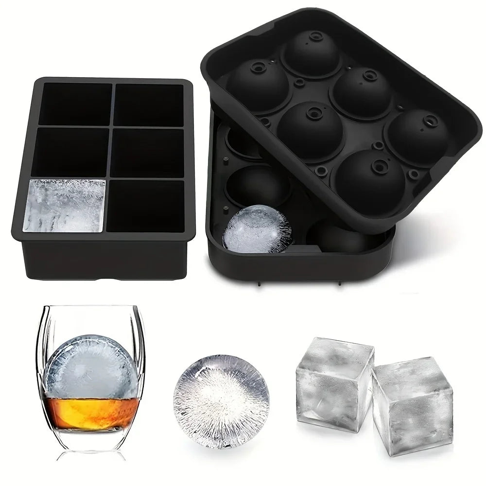 Silikon-Eiswürfelform mit 6 Fächern – DIY-Eismaschine für Gefrierschrank, Cocktails und Barzubehör