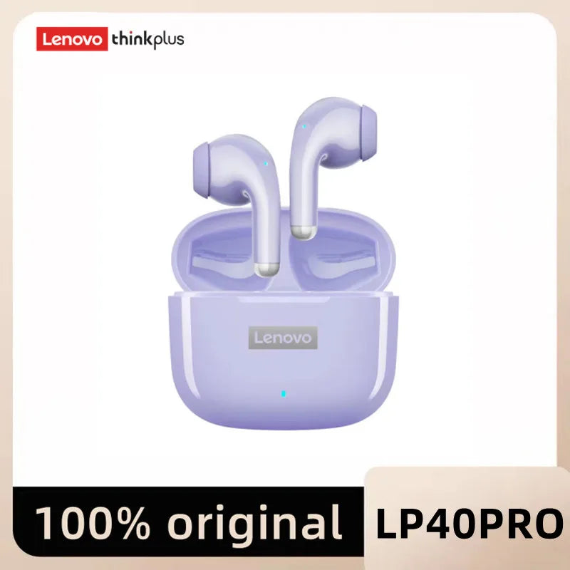 سماعات لينوفو LP40 Pro TWS الأصلية | سماعات رياضية لاسلكية بتقنية بلوتوث 5.1 مع خاصية تقليل الضوضاء والتحكم باللمس