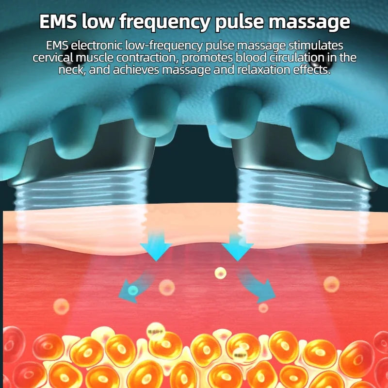 وسادة تدليك EMS المُدفأة - جهاز تدليك للعمود الفقري العنقي لتخفيف آلام الرقبة والكتف والظهر