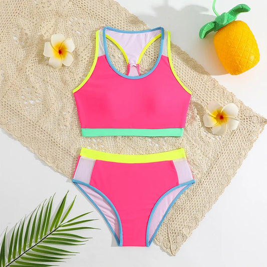 2025 Girls Two Piece Swimsuit Set Kids Fashion Beachwear Summer Outfit