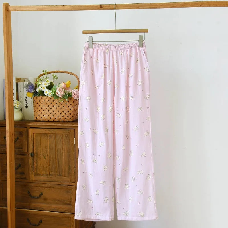 2025 Women's Cotton Sleep Pants | Spring & Autumn Multi-Color Printed Loose Home Bottoms | Large Size Pajamas