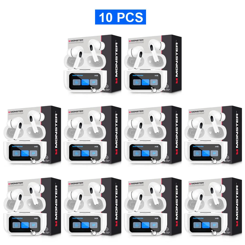 MONSTER TWS Wireless Bluetooth Earphones – HD Stereo Sound, LCD Touch Display, Sports In-Ear Headset with Charging Box