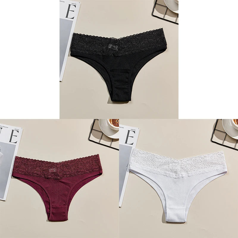 3PCS Women's Breathable Cotton Seamless Panties Comfortable Sexy Soft Stretchy Underwear