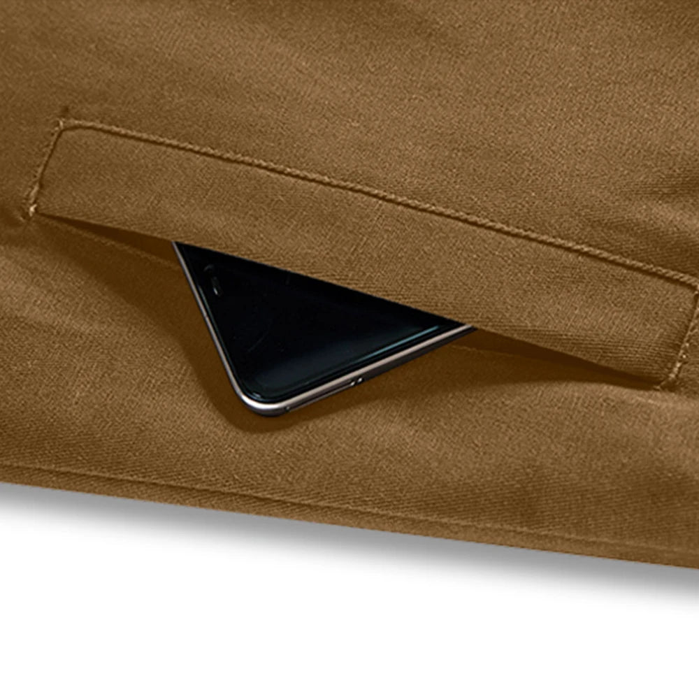 Men’s Winter Faux Shearling Jacket – Windproof Black Buttoned Parka with Pockets