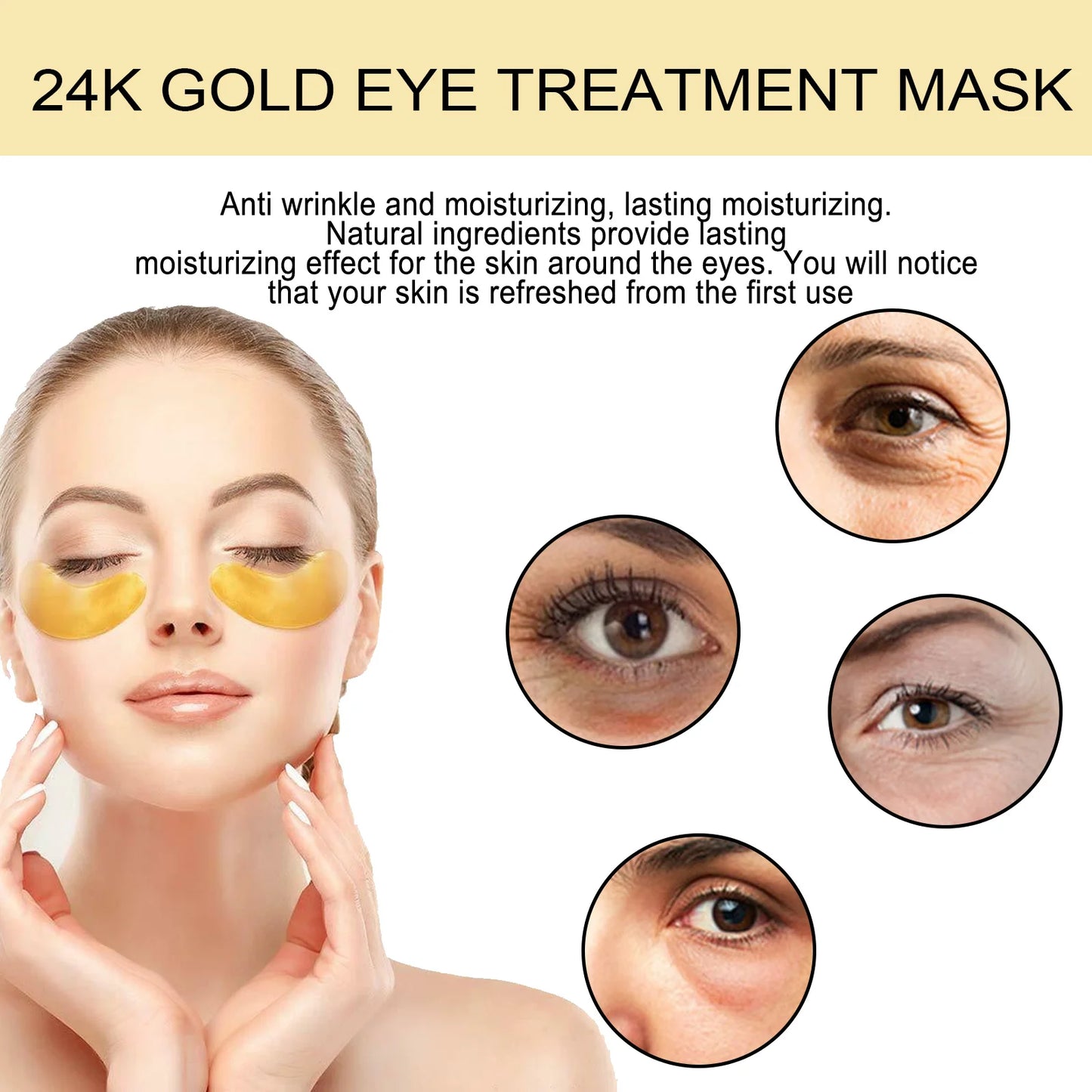 EELHOE 24K Gold Under Eye Patches – 60 Pcs Collagen & Hyaluronic Acid Anti-Aging Eye Mask