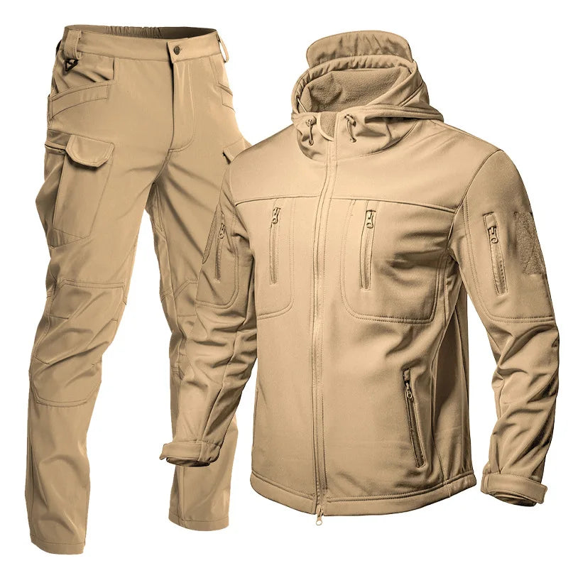 CHRLCK Men's Waterproof Winter Hiking Jacket & Softshell Pants Set | Windproof Fleece Outdoor Gear