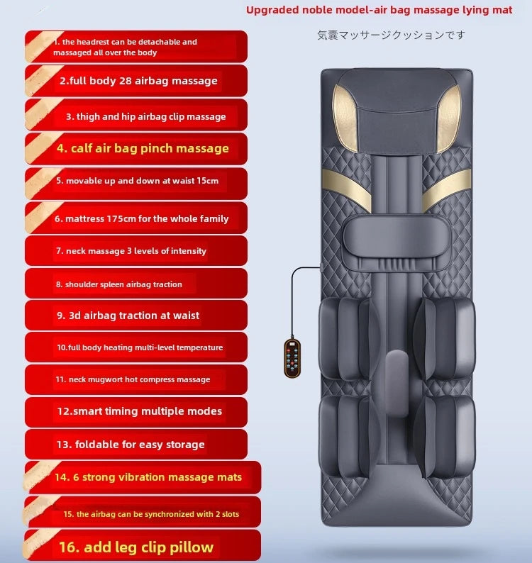 Upgraded Heated Massage Mat – Large-Area Vibration & Airbag Swing Neck Massager with Lumbar Traction and Remote Control