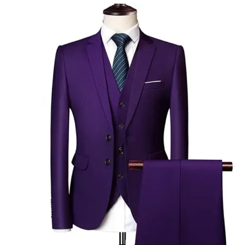 2025 Men's Business Casual Suit – Solid Color Formal Wedding & Prom Tuxedo Set