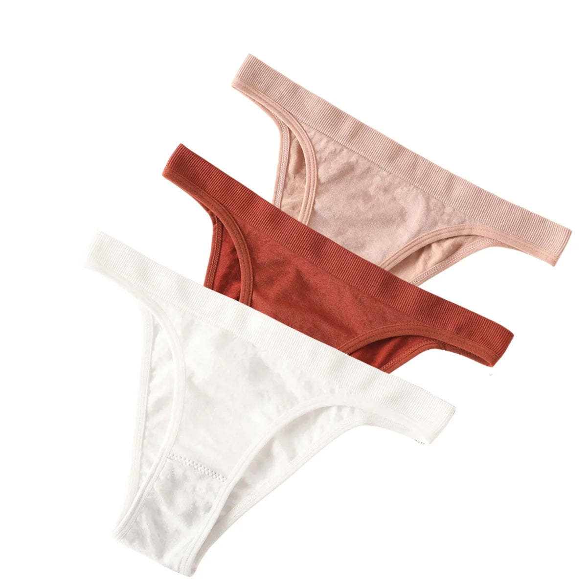 3PCS Set Women's High Rise Brazilian Panties Stretch Seamless Soft Sexy Lingerie