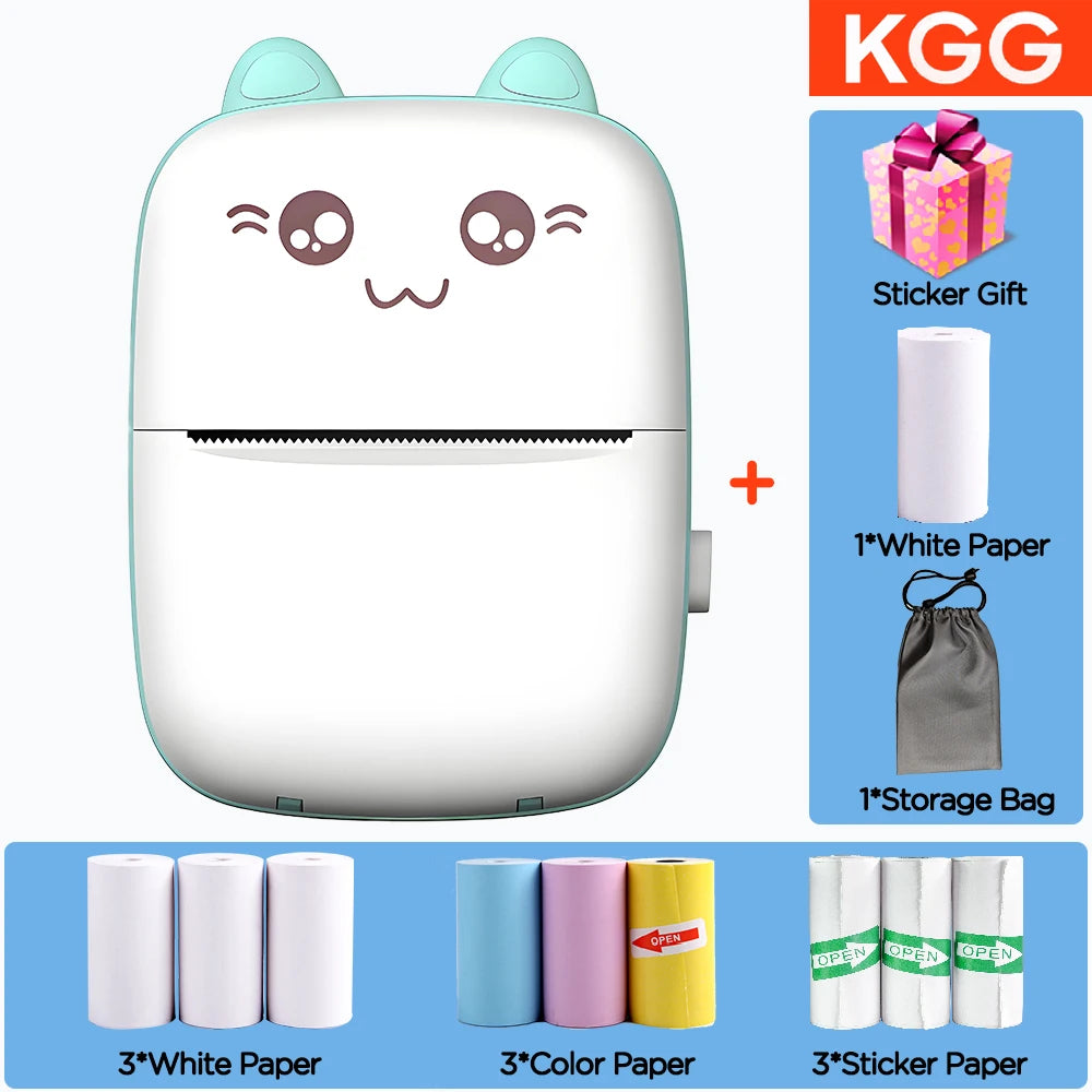 Mini Portable Bluetooth Printer – Wireless Thermal Sticker & Label Printer for Photos, Notes, and Study, Perfect Gift for Kids