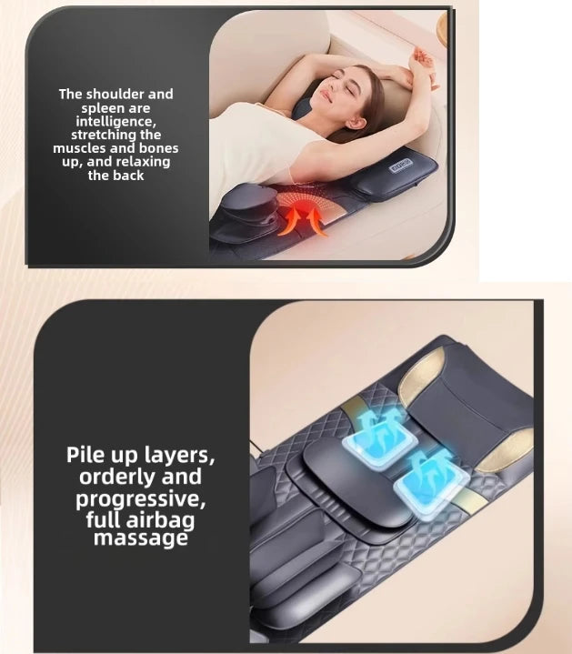 Upgraded Heated Massage Mat – Large-Area Vibration & Airbag Swing Neck Massager with Lumbar Traction and Remote Control