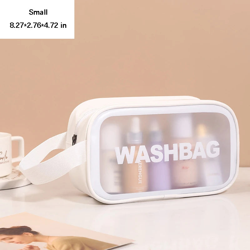 Portable Toiletry Bags with Handle | Translucent Waterproof Travel Makeup Bag for Women | Large Capacity Cosmetic Bag