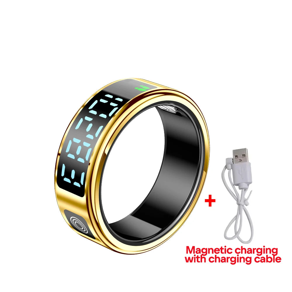 2025 SR08 Smart Ring – LED Display, Heart Rate & Blood Oxygen Monitor, 5ATM Waterproof, Multi-Sport Modes for Men & Women