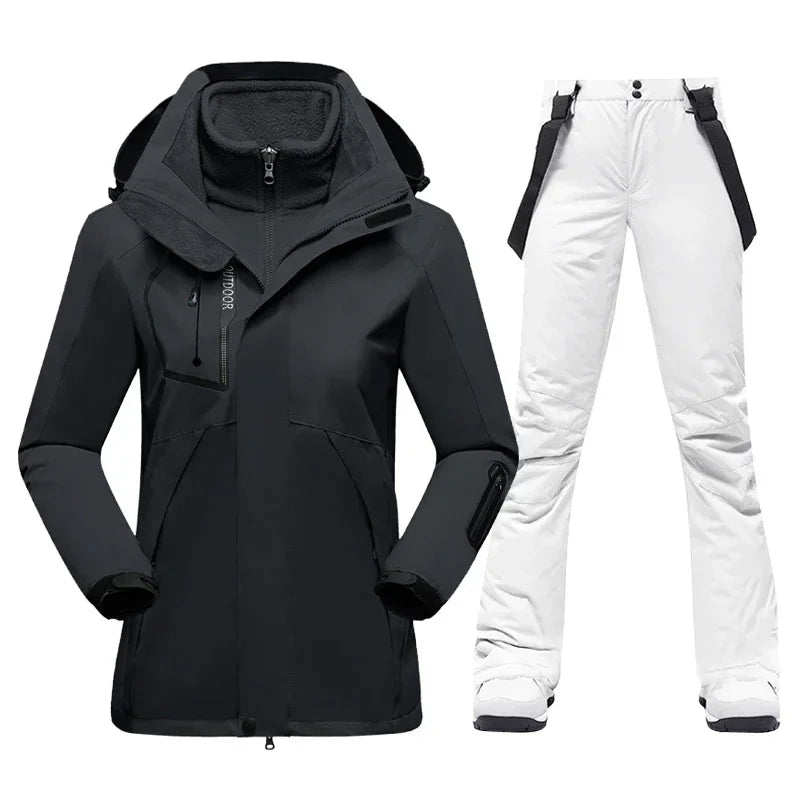 Women Waterproof Mountain Ski Jacket & Pants Winter Thick Warm Windproof Outdoor Snowboard Set