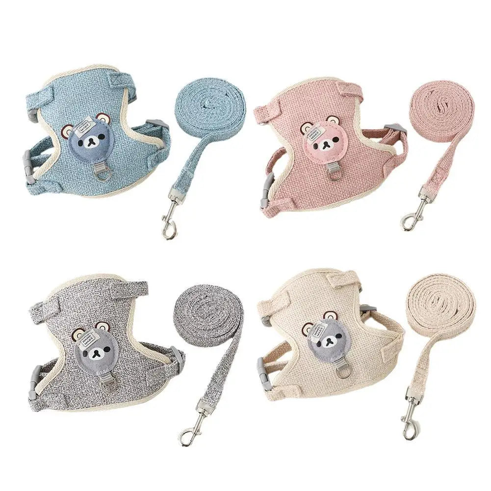طقم سترة وحزام ومقود للحيوانات الأليفة الصغيرة - حزام مشي مريح للكلاب والقطط والأرانب