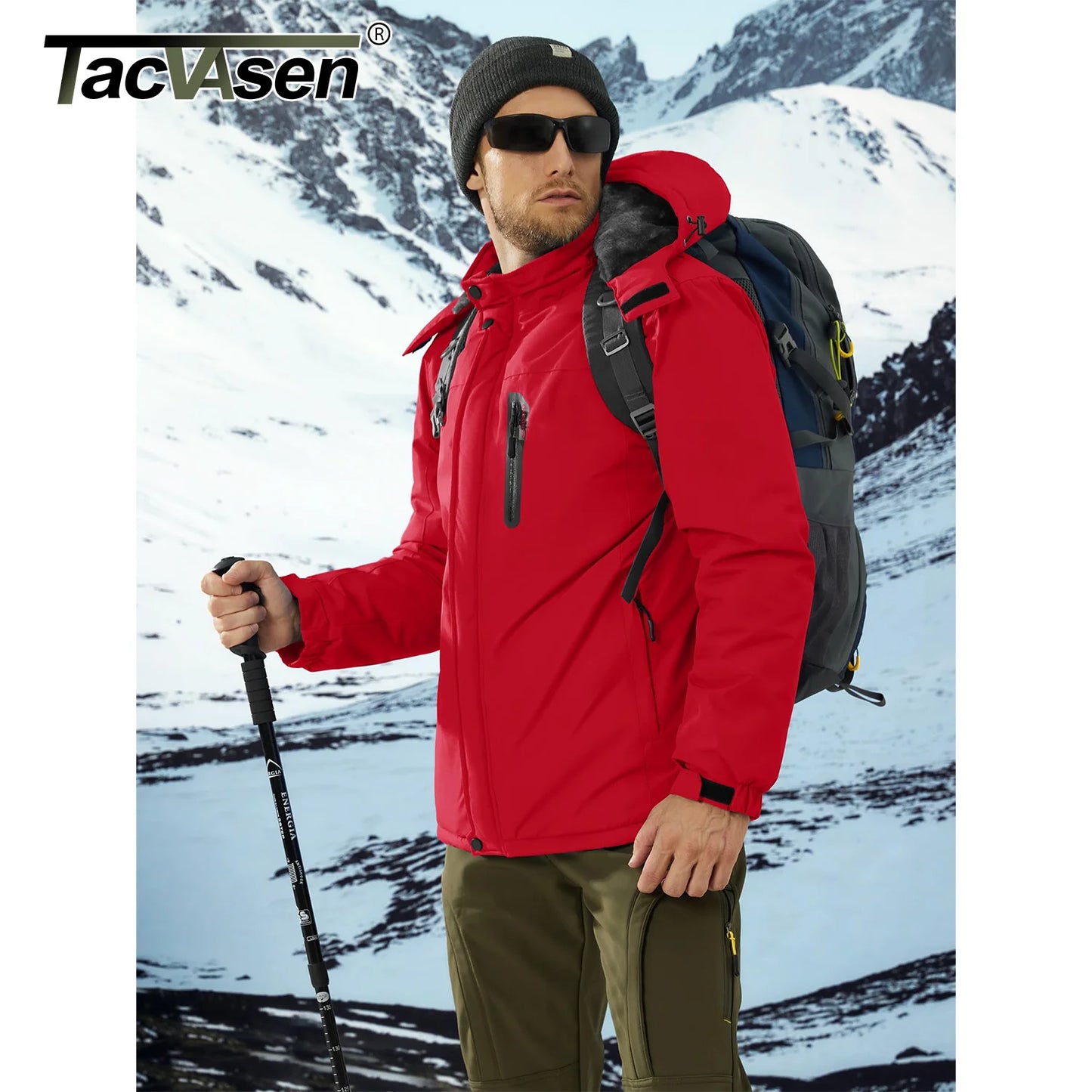 TACVASEN Men’s Winter Fleece Jacket – Waterproof Hiking & Skiing Windbreaker Parka