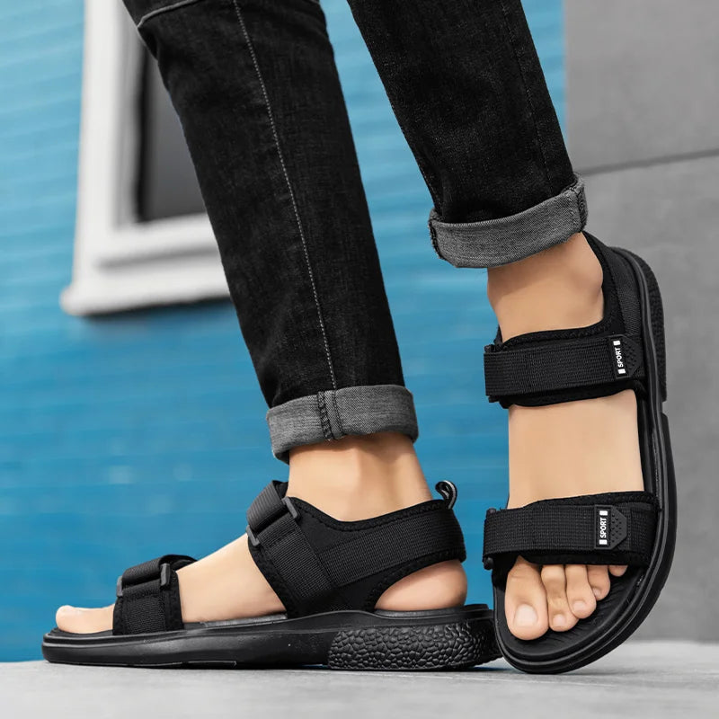 صنادل رجالية صيفية مقاومة للانزلاق - أحذية شاطئ كاجوال وعملية مقاومة للتآكل وجيدة التهوية