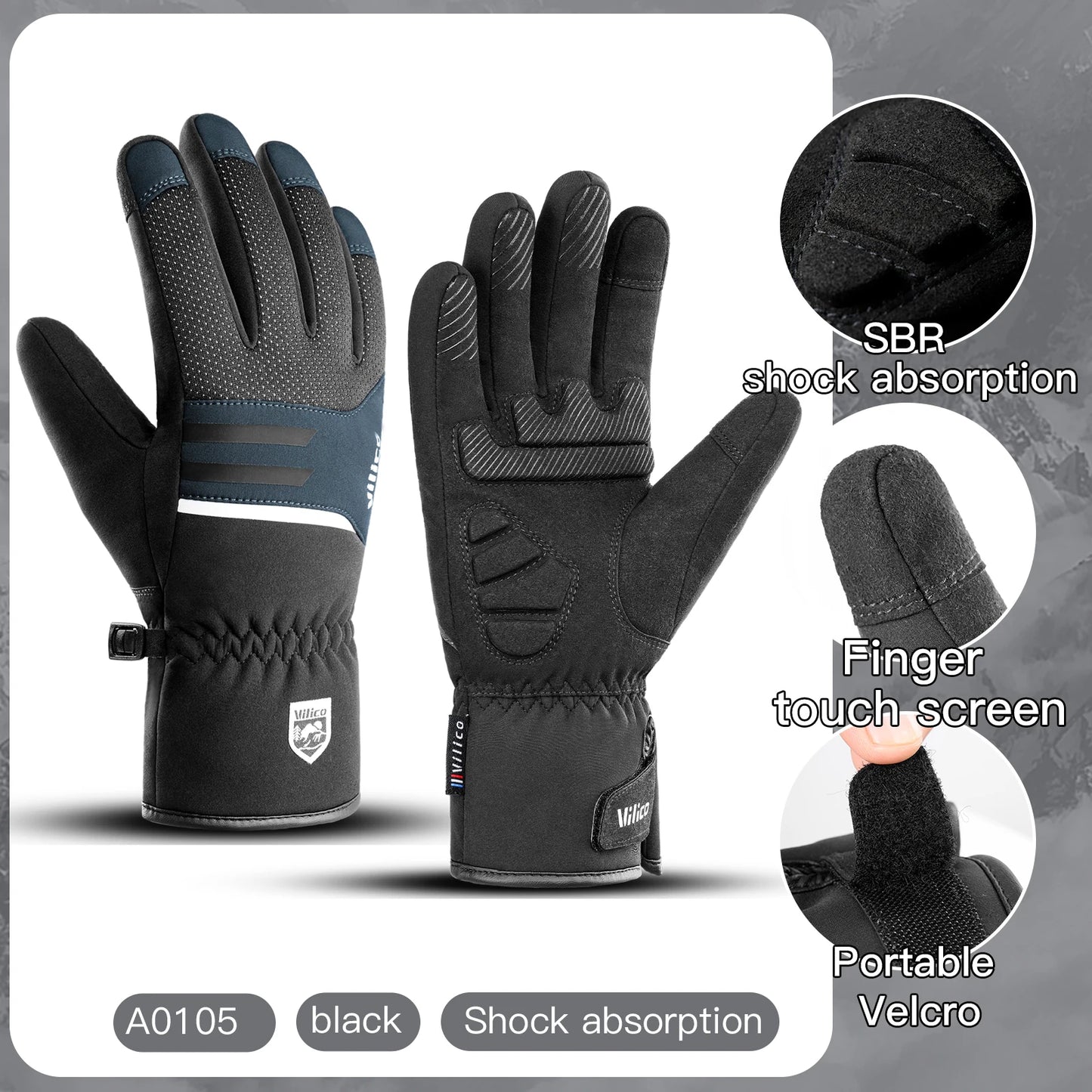 Men’s Winter Waterproof Cycling Gloves – Full-Finger Fleece Touchscreen Non-Slip Gloves for Running, Motorcycle & Ski Outdoor Sports