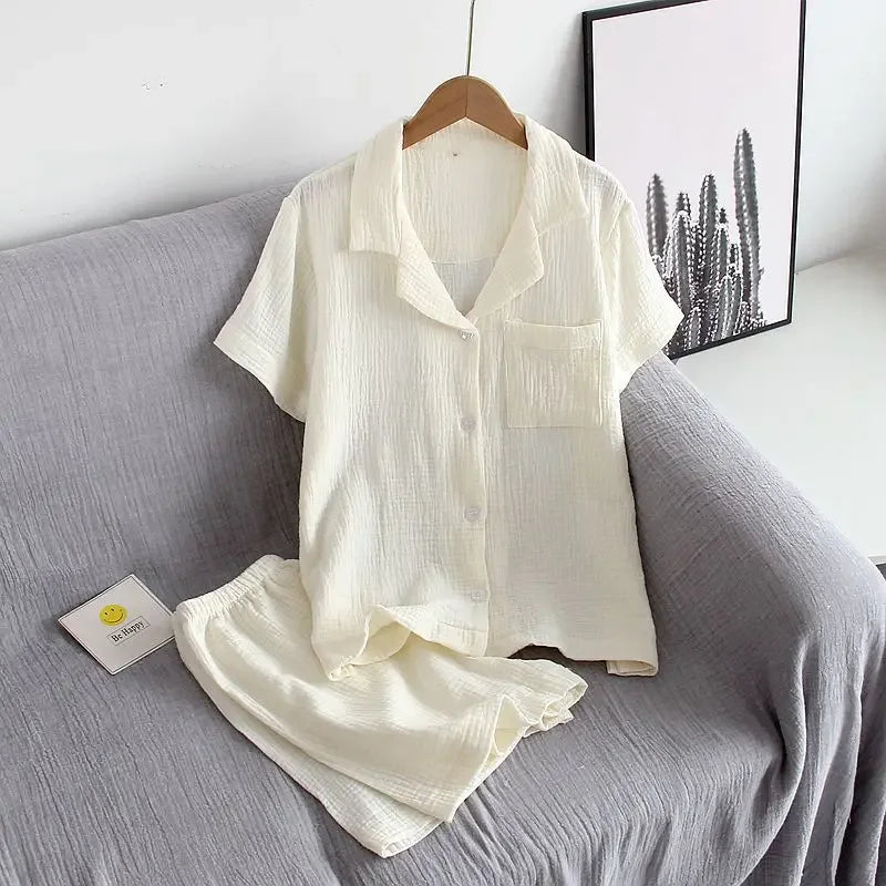 Short Sleeve Pajama Set for Women | Summer Casual 2 Piece Sleepwear Shorts Suit | Thin Fashion Loungewear