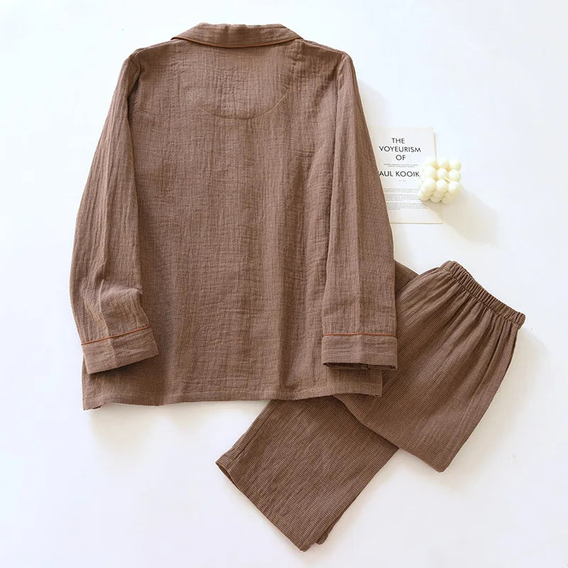 2025 Spring Couple's Pajama Set | 100% Cotton Long Sleeve Sleepwear for Women | Two Piece Home Loungewear