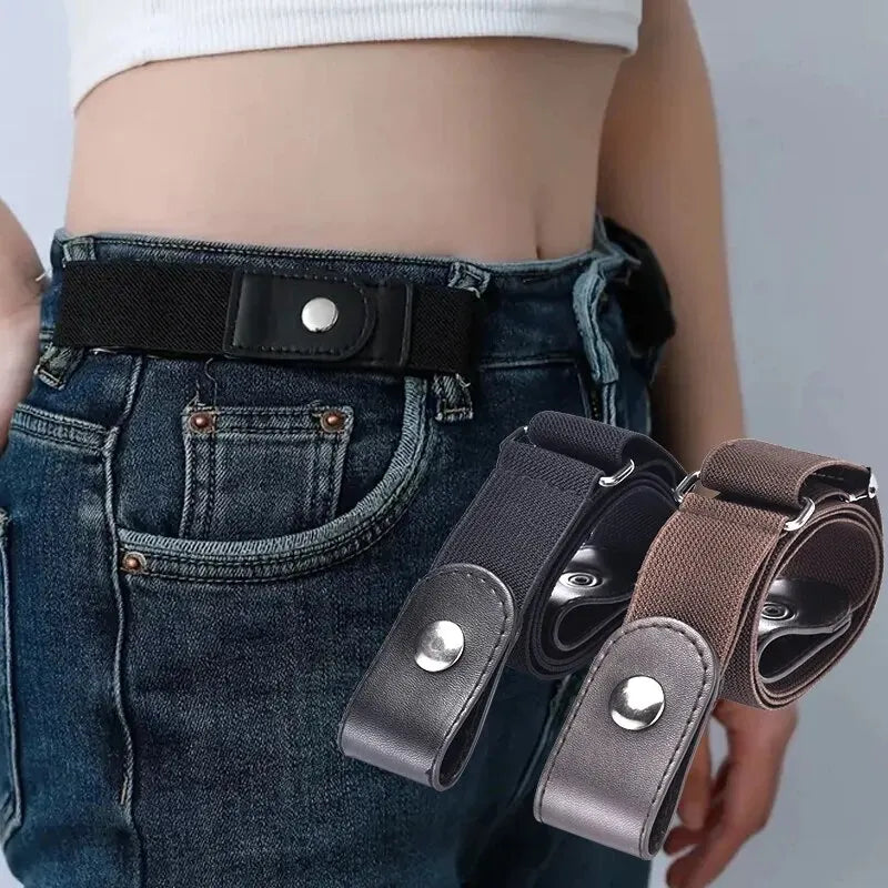 Adjustable Elastic No-Buckle Belt – Unisex Invisible Waistband for Jeans