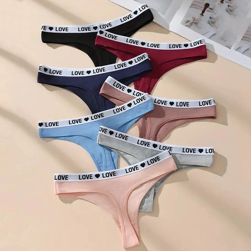 7Pcs Women Cotton Thongs Panties – Striped, Sexy, Soft G-Strings, Plus Size Lingerie