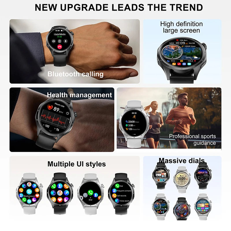 2025 New Men GPS Smart Watch – 360×360 AMOLED Screen, Bluetooth Call, NFC, Heart Rate, IP68 Waterproof