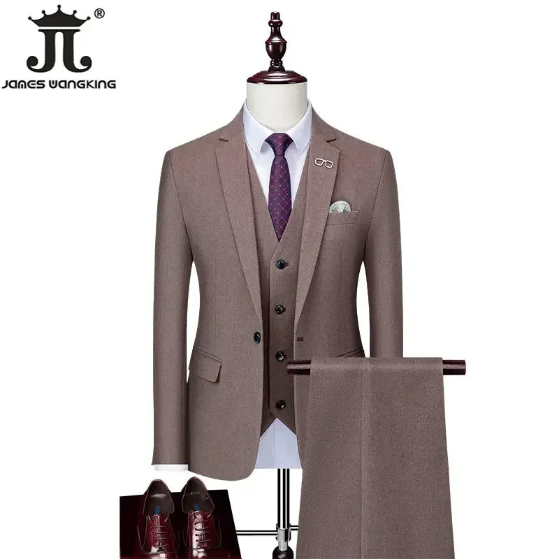 Men's 3-Piece Suit – Blazer, Vest & Pants for Casual, Formal, Business & Wedding