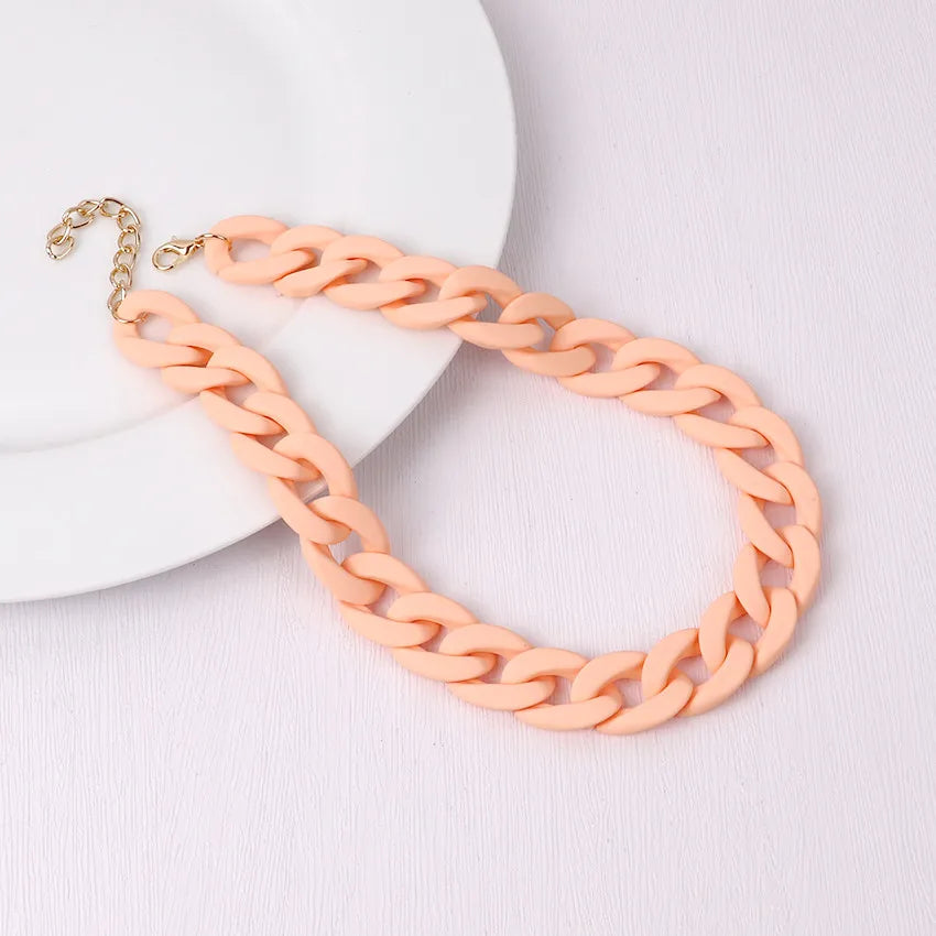 Trendy Colorful Acrylic Chain Choker Necklace for Women | Statement Matte Resin Wide Collar Jewelry