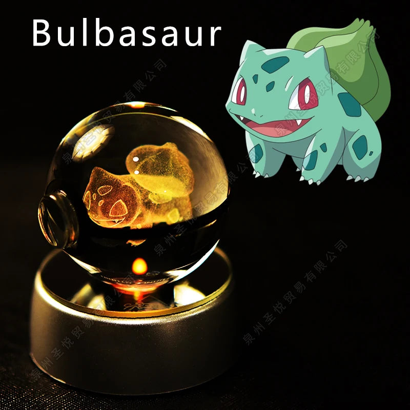 Pokémon 3D Crystal Ball Night Light – Pikachu, Gengar & Mewtwo Pokéball Glass Lamp for Kids Birthday Gifts