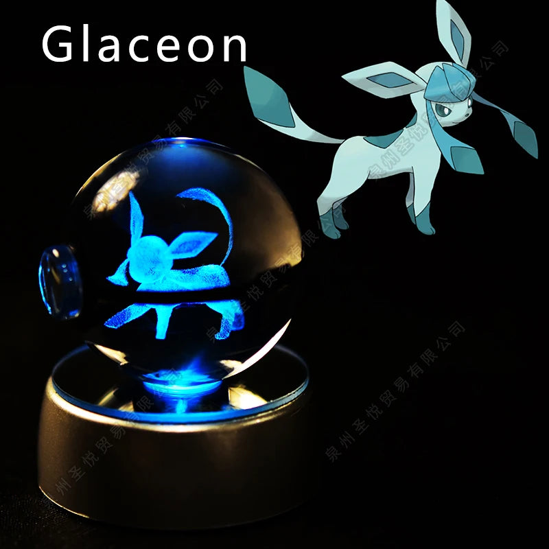 Pokémon 3D Crystal Ball Night Light – Pikachu, Gengar & Mewtwo Pokéball Glass Lamp for Kids Birthday Gifts