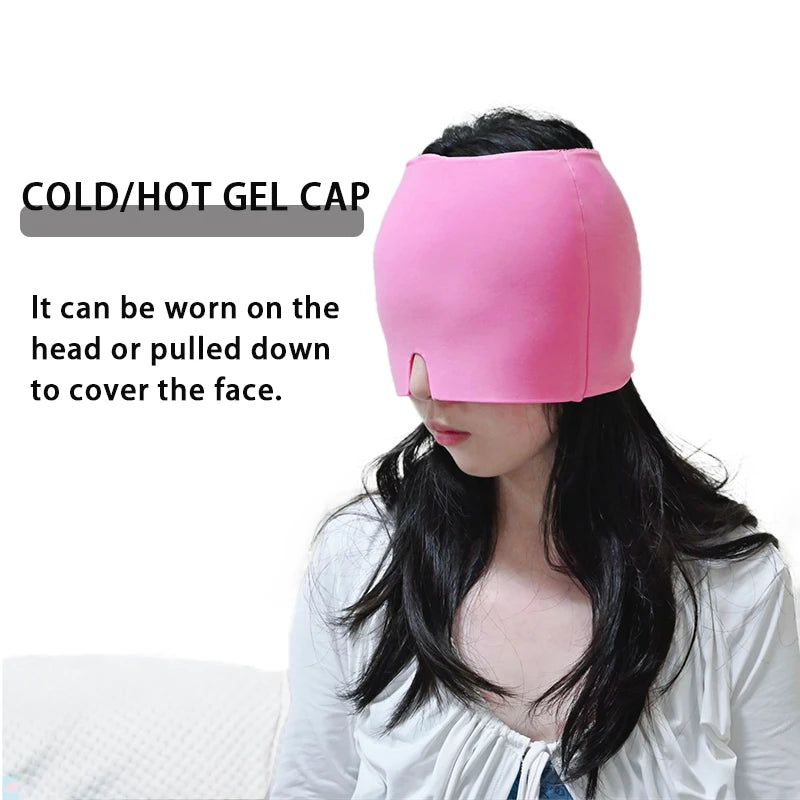 Gel Ice Headache & Migraine Relief Hat – Cold Compress Therapy Cap with Eye Mask for Pain, Pressure & Stress Relief