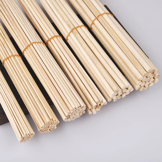 20–50pcs 30cm Round Wooden Bamboo Sticks – DIY Craft Material for Handmade Projects, Model Building & Woodworking