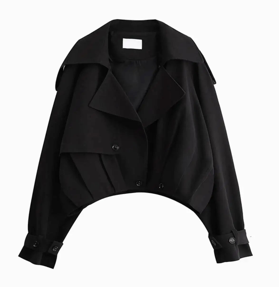 ZMEENNA Women's Cropped Trench Coat 2025 Short Jacket with Lapel Collar & Belted Cuffs for Spring